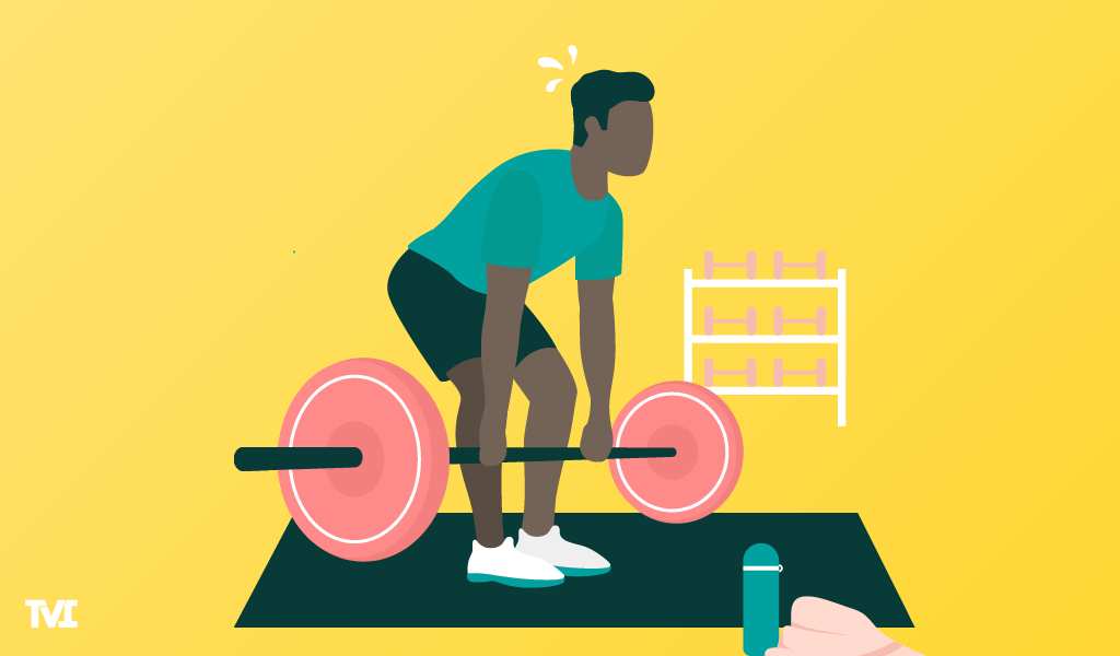 illustration of young man lifting weights