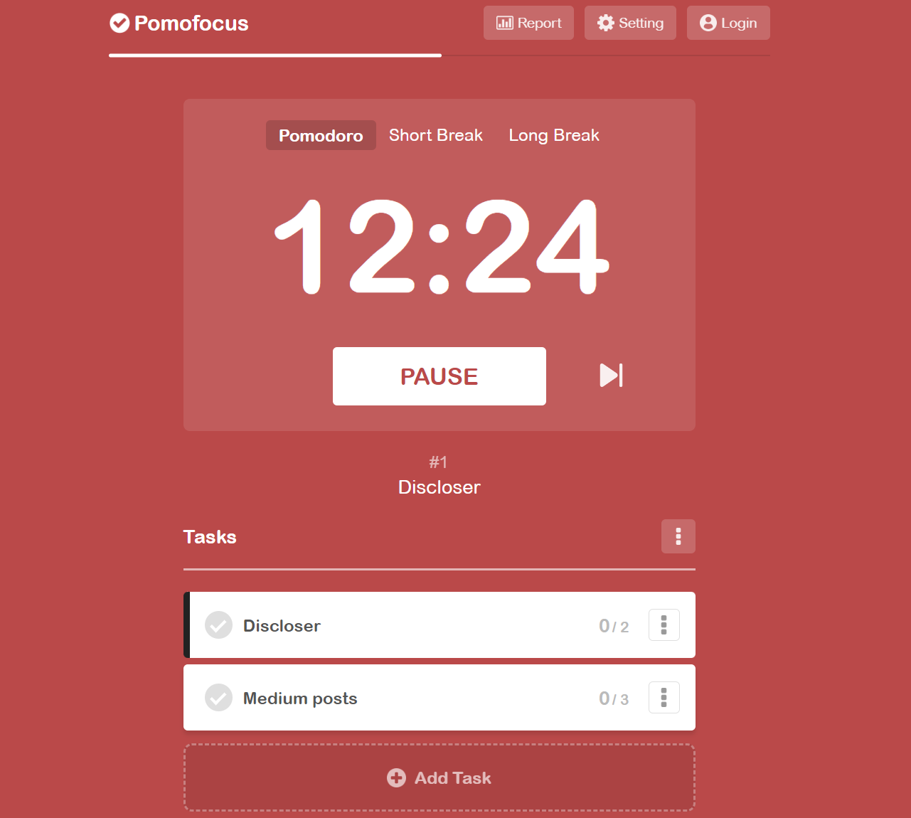 A screenshot of the Pomofocus.io site shows the timer and project tracker.