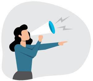illustration of a woman yelling into a megaphone