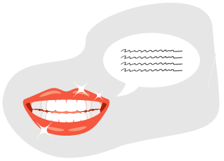 illustration of a sparkling smile and a speech bubble