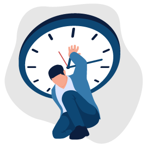 illustration of a man holding up a clock