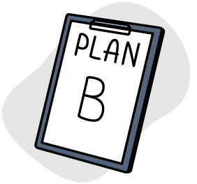illustration of a clipboard that says "plan b"