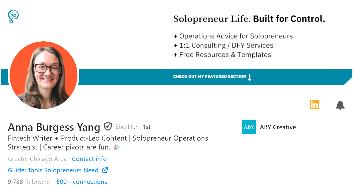 Anna Burgess Yang's LinkedIn profile