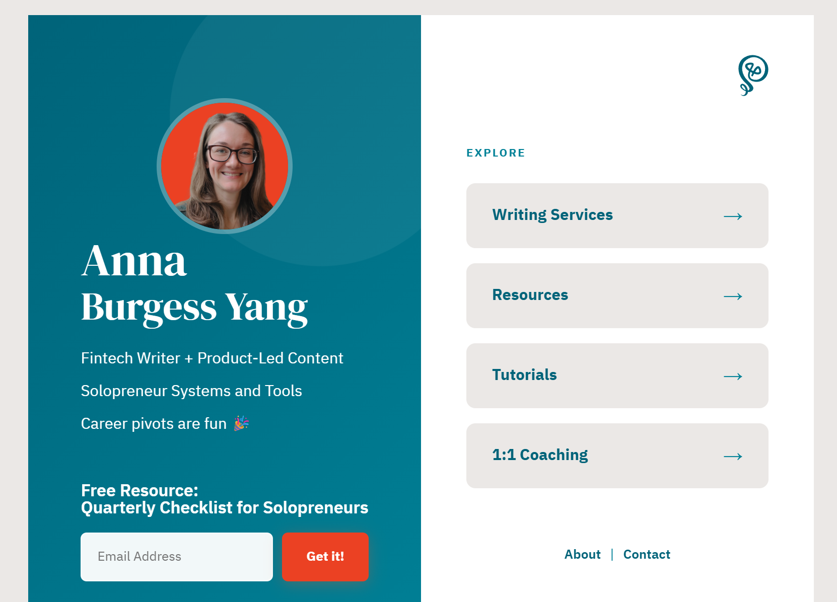 Example of Anna Burgess Yang's vibe-coded website