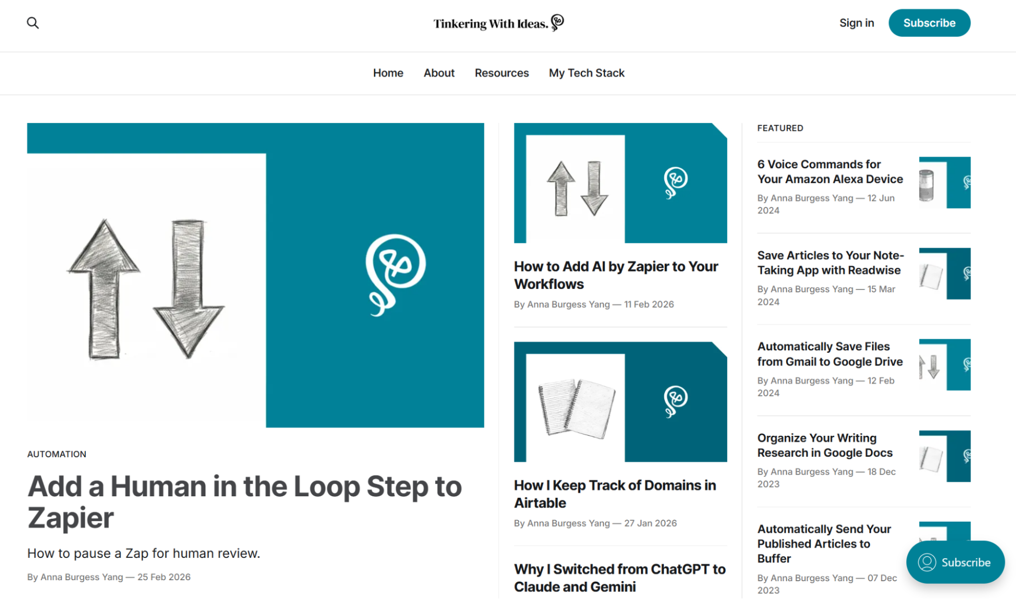 Example of how-tos and tutorials on Anna Burgess Yang's website