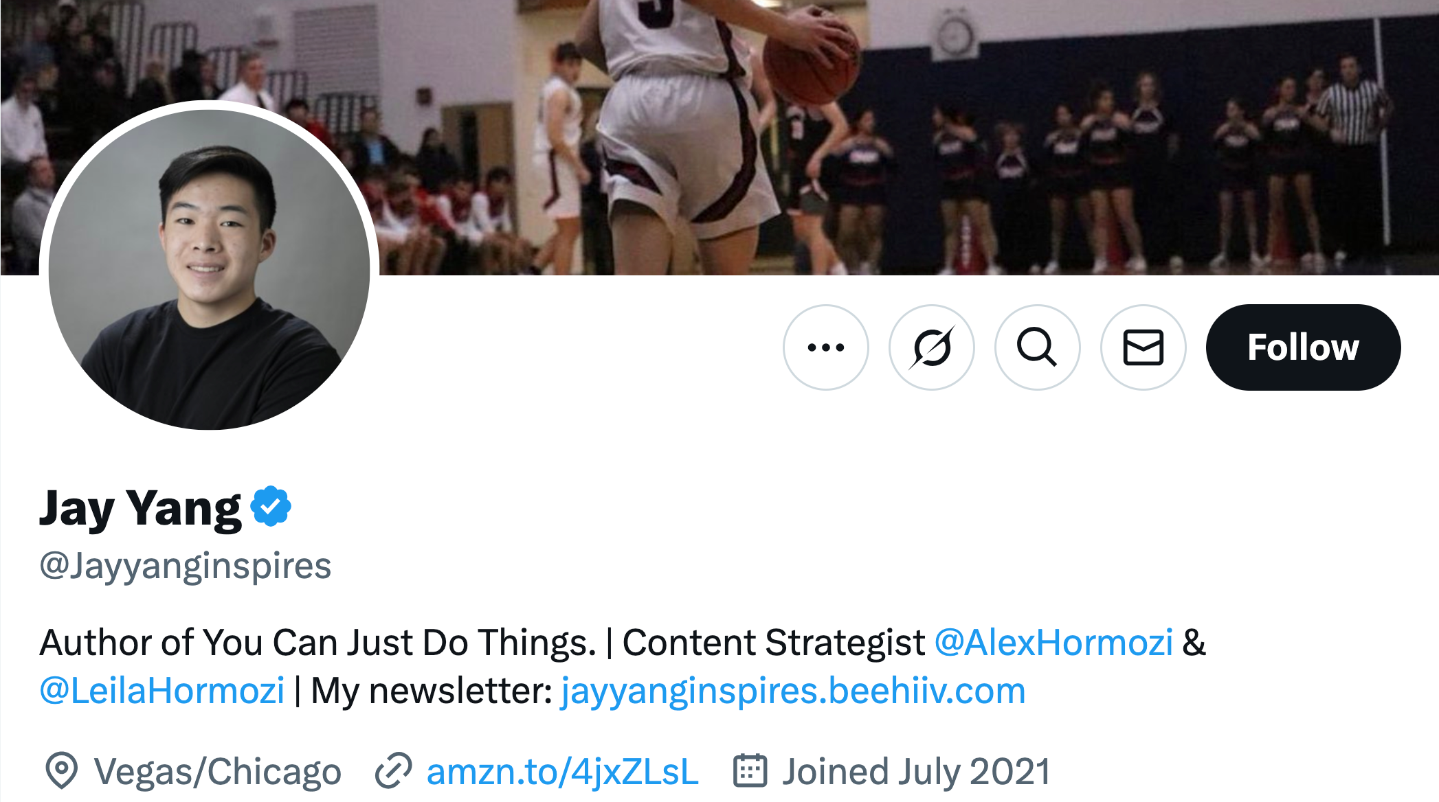 Screenshot of X profile for Jay Yang