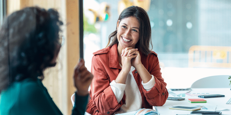 2 women in conversation