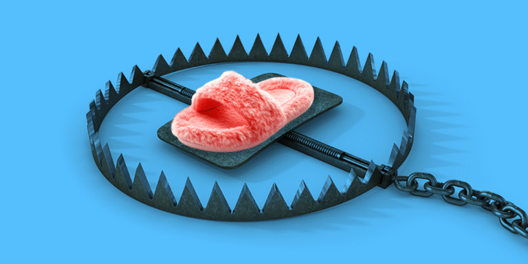 a slipper about to be caught in a trap