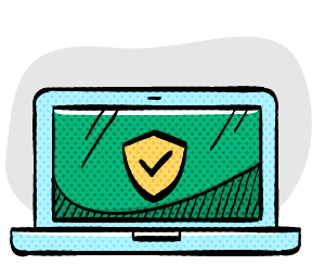 illustration of a computer with a checkmark on the screen