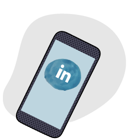 illustration of a phone with a LinkedIn logo on the screen