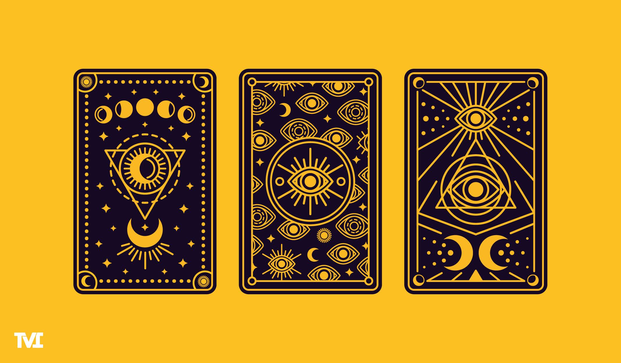 tarot cards illustration on bright yellow background