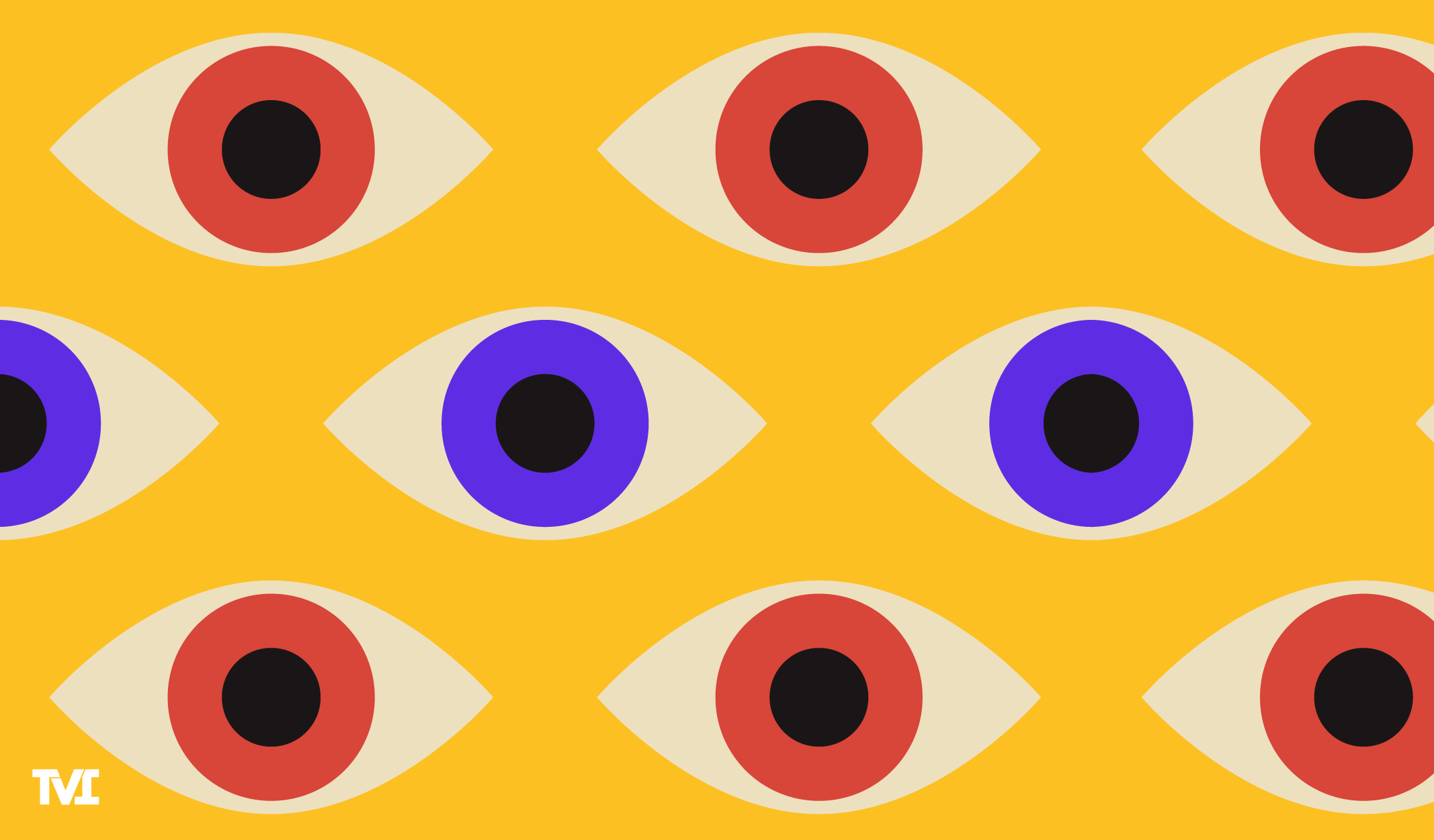 eye illustration pattern on bright yellow background